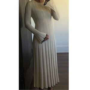 DISSH Cream Long Sleeve Ribbed Dress